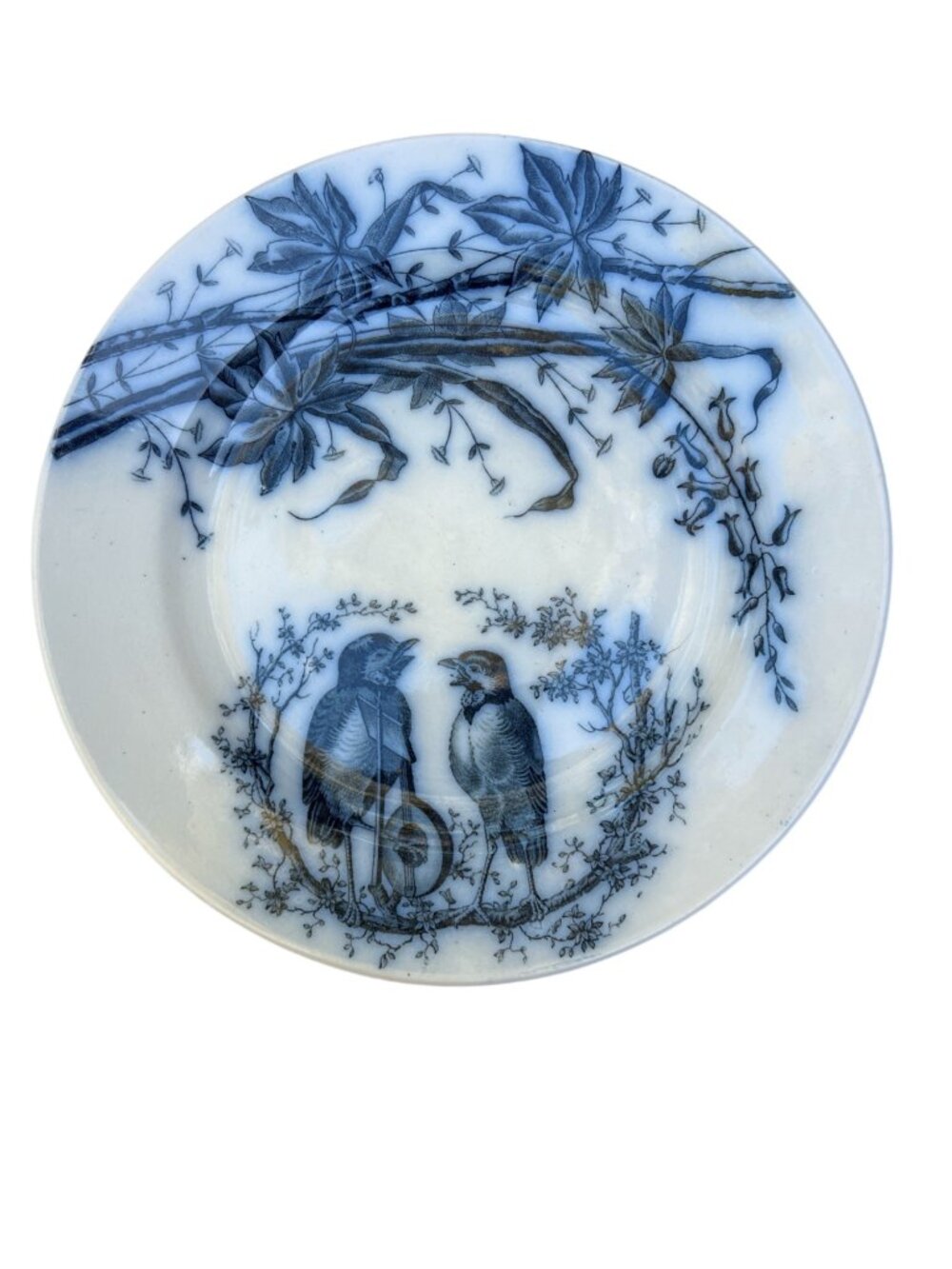 Société Céramique Maastricht Birds Design Decorative Plate 8" Vintage Blue & Whi